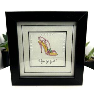 Framed Embossed Print "You Go Girl!" Pink High Heel Art